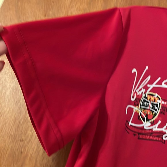 Vintage Haoding DST Brand, 3 buttons, short sleeve, silky soft red shirt (mlb) - Picture 5 of 9